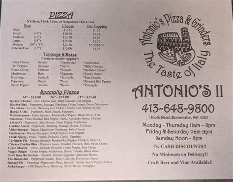 antonio's ii pizza & grinders menu|antonio's pizza near me.